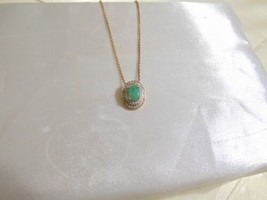 Department Store 18k Gold/SS Plated Pave Emerald Pendant Necklace R501$100 - £76.64 GBP