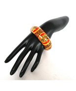 Cute vintage floral painted wood bangle bracelet - €13,14 EUR