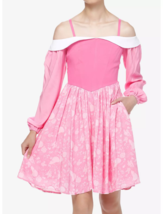 Disney Sleeping Beauty Princess Aurora Cold Shoulder Dress XS, S, M, L, XL - £46.98 GBP