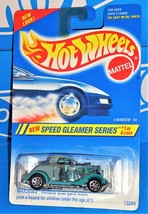 Hot Wheels 1995 Speed Gleamer #312 3-Window &#39;34 Aqua Green w/ 7SPs Brown Back - £3.16 GBP