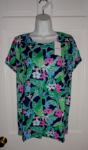 NWT LILLY PULITZER MULTI UNTAMED SCOOP-NECK ETTA TOP XXL - $1,008.74 MXN