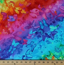 Cotton Butterflies Rainbows Bright Colorful Fabric Print by the Yard D376.37 - £28.30 GBP