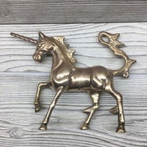 Vintage Solid Brass Unicorn Figurine 5 1/2” Tall Mythical Fantasy Free Standing - £11.86 GBP