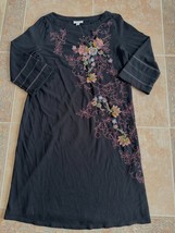 J. Jill Worn Once  Flowers Embroidered Black Dress Size S - £40.48 GBP