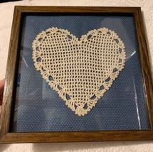 Vintage Heart doily framed wall art - $15.21