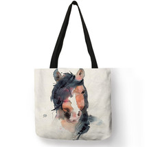 Watercolor Painting Horse Print Bags Womens Handbag Casual Totes Large Capacity  - £13.60 GBP