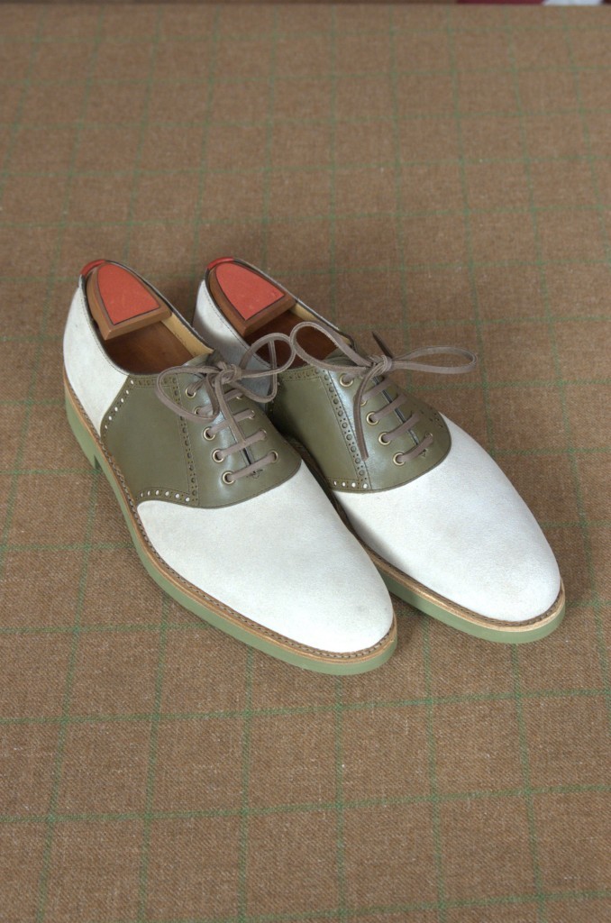 New Handmade men two tone shoes, green and white moccasin shoes, dress shoes for