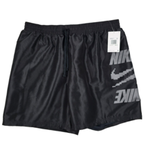Nike Swim Men&#39;s XXL 7&quot; Black/Grey Stacked Volley Shorts NESSD514-001 New - £21.17 GBP