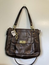 COACH 23761E &#39;Kristin Elevated&#39; Metallic Bronze Leather Shoulder Tote Bag - $140.00