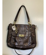 COACH 23761E &#39;Kristin Elevated&#39; Metallic Bronze Leather Shoulder Tote Bag - £109.45 GBP