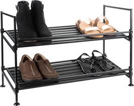 Organize It All 2 Tier Shoe Rack, Espresso, Dimensions:, Simple Assembly. - £35.31 GBP