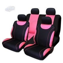 For Mazda New Flat Cloth Black and Pink Front and Rear Car Seat Covers Set - $35.36