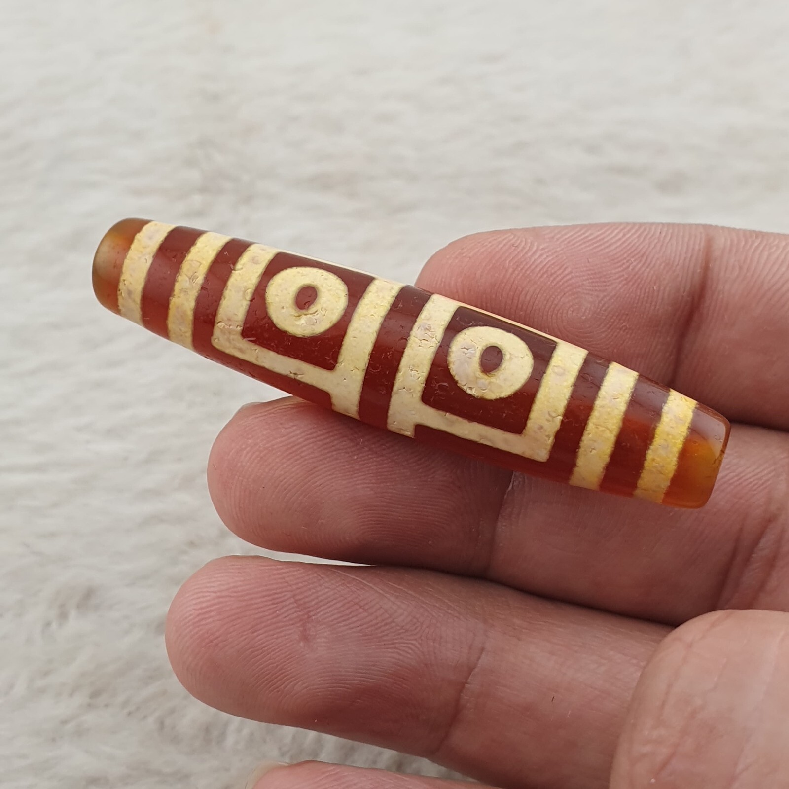 4 eyes in Eyes Unique Pattern Himalayan Tibetan Agate Dzi Bead Amulet - $73.60