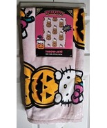 Hello Kitty Pink Plush Throw Blanket Soft Halloween Pumpkins 46x60 New - €25,42 EUR
