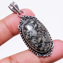 Black Fossil Coral Oval Shape Gemstone Handmade Pendant Jewelry 2.20&quot; SA... - £3.98 GBP