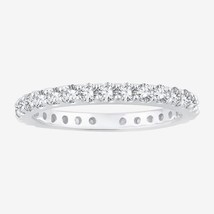 1CT Rond Véritable Moissanite Éternité Anneau de Mariage 14K Plaqué or Blanc - £71.23 GBP