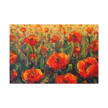 Red Large Poppies In Green Grass Flower Canvas Wall Art for Home Decor Ready-to - £72.13 GBP+