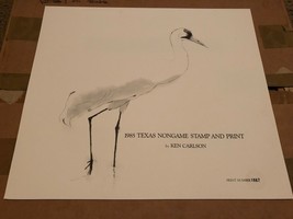 1985 TEXAS Nongame Stamp and Print by Ken Carlson Unframed CRANES No. 1867  - £46.40 GBP