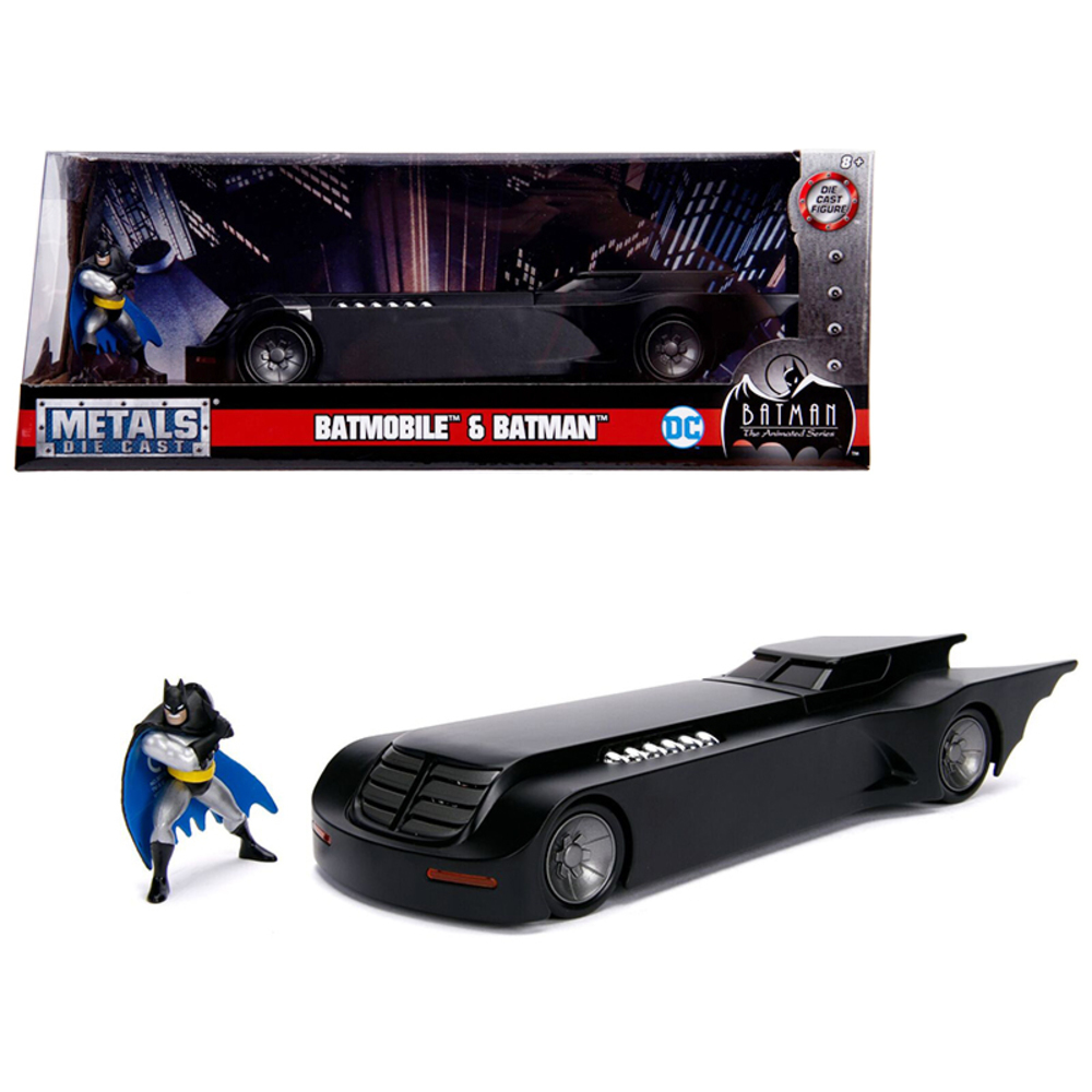 Batmobile with Batman Diecast Figure Animated Series DC Comics Series 1/24 Dieca - $39.02