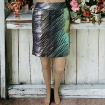 Ann Taylor Loft Silky Skirt 4P NEW Career Peacock Mini Colorful A Line S... - $20.77