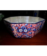 Stoke-on-Trent England antique majolica 8 sided bowl, floral pattern[140D] - $2,114.33 MXN