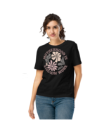 Motherhood is Kingdom Work Women&#39;s Organic Ribbed Neck T-Shirt Black - $75.17 CAD