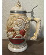 1994 Avon Father Christmas Stein w/ Pewter Lid - Festive Collectible - $15.76