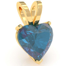 Lab-Created Alexandrite Heart Solitaire Pendant In 14k Yellow Gold - £216.35 GBP