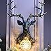 interoknack Vintage Lucky Deer Wall Lamp, Retro Blue Resin Stag Head Wall Sconce Item image 2