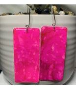 Hot Pink Handmade Resin Earrings - $12.00