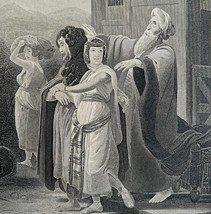 Rebekah Departure Steel Engraving 1872 Schopin Victorian Religious Art D... - $249.99