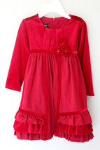 NWT Isobella &amp; Chloe Red Ruffle Holiday Velvet Christmas Toddler Girls Dress 18M - £17.26 GBP