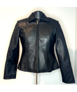 American Base Black Leather Jacket Black Leather Jacket Vintage Fitted B... - £98.60 GBP