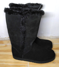 NWT Universal Thread Black Suede Fur Boots Size 8 Ladies Fall Winter - £17.92 GBP