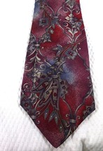 Johnny Carson 100% Italian Silk Tie Red &amp; Blue Paisley Design Made In USA - $9.49
