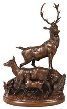 Sculpture MOUNTAIN Lodge Stag Family Deer Chocolate Brown Resin Lifelike Detail - £622.69 GBP