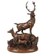 Sculpture MOUNTAIN Lodge Stag Family Deer Chocolate Brown Resin Lifelike... - £611.98 GBP