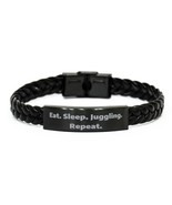 Eat. Sleep. Juggling. Repeat. Braided Leather Bracelet, Juggling Engrave... - $407.61 MXN