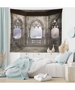 Gothic Tapestry, Medieval Stone Balcony Graphic Design Mystic Middle Age... - £35.62 GBP