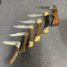 Lot of Six Vintage Folding Lock Knives Pakistan wood handles Brass Stainless - £15.07 GBP