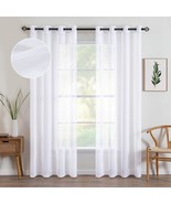 Miulee 2 Panels White Semi Sheer Window Curtains 84 Inches Long, 54X84 I... - $32.98