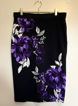 Alfani Pencil Stretch Skirt Size M Black Purple Silver Purple Back Zipper Womens - £23.39 GBP