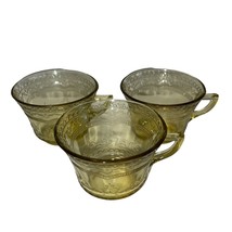 Vintage Set of 3 Federal Glass Patrician Amber Cups - £15.66 GBP