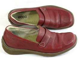 ECCO Red Leather Loafer Shoes UK 4.5 Women&#39;s 6.5 M US Excellent Vintage - £17.11 GBP