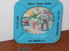 Vintage Advertising White’s Sunoco Station , Oneonta, NY Tin Ashtray - $44.55