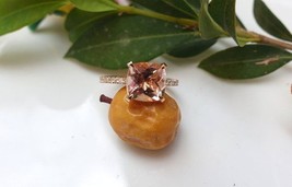 Wedding Ring Solitaire Morganite Cocktail Classic ring Solid 14K Rose Go... - €65,58 EUR