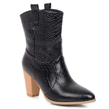 Western Cowgirl Boots Black Gold Silver Faux Leather Cowboy Ankle Boots for Wome - £61.12 GBP