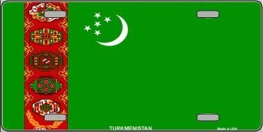 Made in The USA - Turkmenistan Flag License Plate, World Country Flag Al... - $6.95