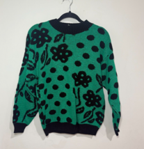 Vintage 80&#39;s Centennial Knits LTD Shiny Sparkly Glitter Silver Green and... - $34.99