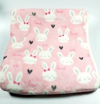 Zak And Zoey Plush Sherpa Satin Trim Bunny Love Crib Blanket Pink Hearts... - £14.45 GBP